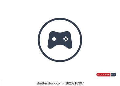 Simple Joystick Game Controller Icon. Game Pad with Outline Circle Frame isolated on White Background. Flat Vector Icon Design Template Element.