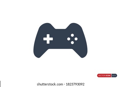 Simple Joystick Game Controller Icon. Game Pad with Playing Buttons isolated on White Background. Flat Vector Icon Design Template Element.