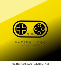 Simple joystick logo vector with yellow gradient background to black