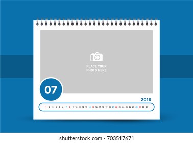 Simple July 2018 photo calendar.