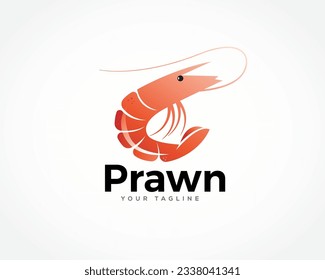simple jump prawn shrimp sea food logo icon symbol design template illustration inspiration