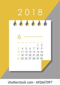 Simple June 2018 calendar. Week starts from Sunday.