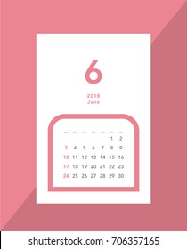 Simple June 2018 calendar. Week starts from Sunday.