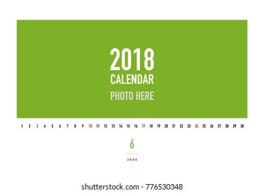 Simple June 2018 Photo calendar.