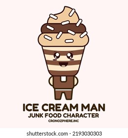 Mascota de comida chatarra simple con ilustración de caricatura de estilo divertido