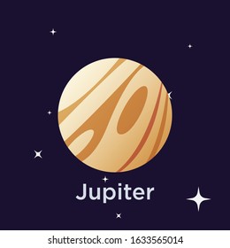 Simple Jupiter planet illustration with galaxy background
