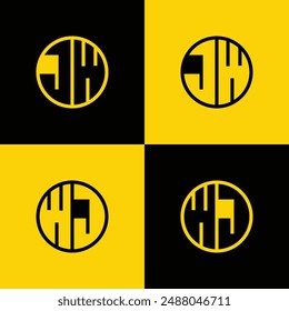 Conjunto simple del logotipo del círculo de la letra de JW y WJ, conveniente para el negocio con las iniciales de JW y WJ