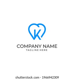 Simple K Dentals Love Logo Icon Vector Designs