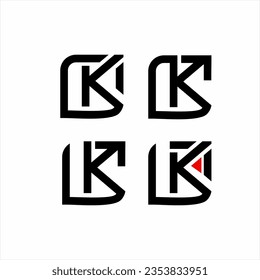 Simple K letter logo design with 4 design options.