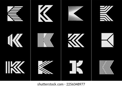 SImple K logo design collection. Modern K letter logo vector template set.