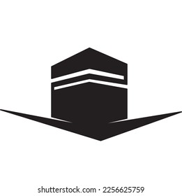 Simple Kaaba logo editable. Continuous line of Kaaba silhouette. Vector illustration of kaaba for mecca travel logo, Ramadhan symbol, Eid icon, Hajj and Umrah Mubarak.