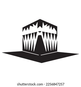 Sencillo logo de Kaaba editable. Icono islámico del Hajj mabrour. Línea continua de la silueta de Kaaba. Ilustración vectorial de kaaba para el logo de viaje de la meca, símbolo del Ramadán, icono del Eid, Hajj y Umrah Mubarak.