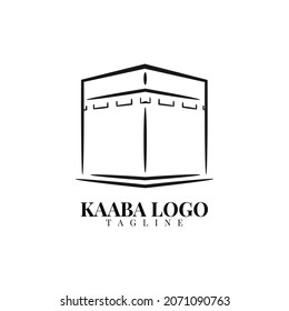 Simple Kaaba logo with stroke style. Suitable for travel logos, Islamic illustrations and other Muslim logos.