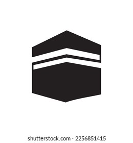 Simple vector Kaaba. Logo islámico del Hajj mabrour editable. Línea continua de la silueta de Kaaba. Ilustración vectorial de kaaba para el logo de viaje de la meca, símbolo del Ramadán, icono del Eid, Hajj y Umrah Mubarak.
