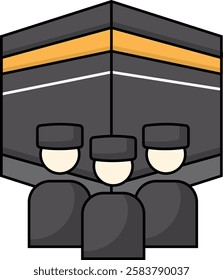 simple kabah or qiblat icon with muslim prayer illustration design