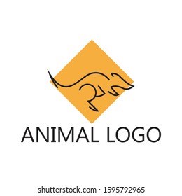 simple kangaroo line logo vector illustration