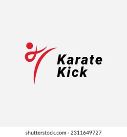 Simple karate kick line logo design