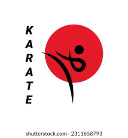 Simple karate kick line logo design