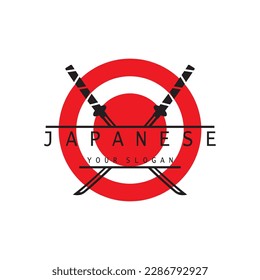 simple katana samurai sword logo design template vector,