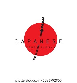 simple katana samurai sword logo design template vector,