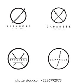 simple katana samurai sword logo design template vector,