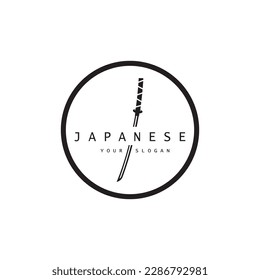 simple katana samurai sword logo design template vector,