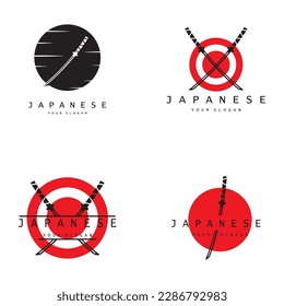 simple katana samurai sword logo design template vector,