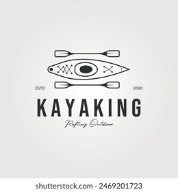 simple kayaking line art logo vintage vector illustration, sign and symbol