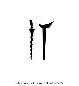 einfaches Keris-Silhouette-Design, Flachkris-Symbol, Vektorgrafik