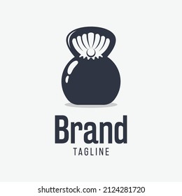 simple kettle bell featuring clam logo design
