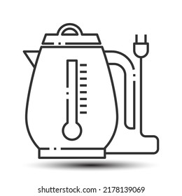 Simple kettle outline icon, electronicity kettle and boil concept, 128x128 pixel perfect on the white background