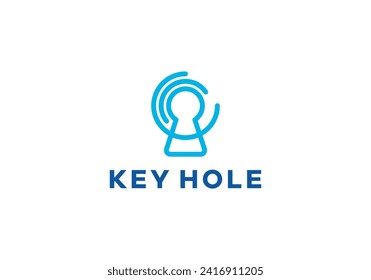 simple key hold technology logo design template	
