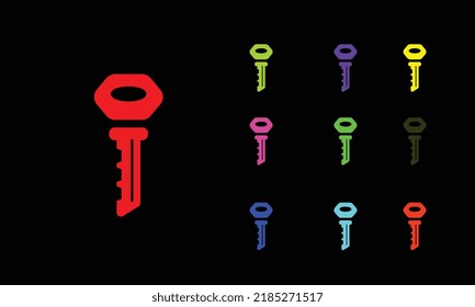 Simple key icon. Electronic key silhouette, private access pictogram. Encrypted key and information, digital pass, crypto and cyber security. Vector icon set for UI