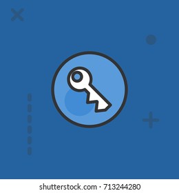 Simple key icon on blue background