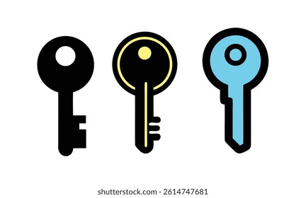 Simple Key Icons for Security, Access, and Solutions