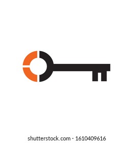Simple key logo icon design vector illustration template