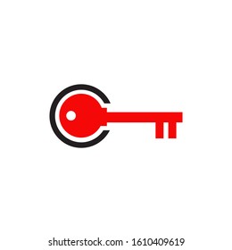 Simple key logo icon design vector illustration template