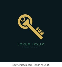 Simple Key Logo Vector Illustration, Isolated on Dark Background