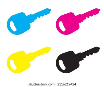 conjunto de claves simple, colores cmyk, ilustración vectorial