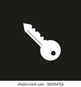 Simple key. Vector icon white
