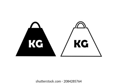 Icono de peso simple en kg, fondo blanco.  plantillas