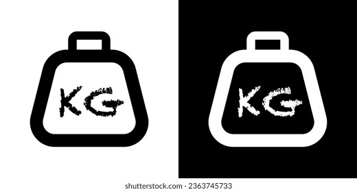 Simple KG weight web symbol. Dumbbell vector icon. KG bell logo. 