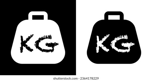 Simple KG weight web symbol. Dumbbell vector icon. KG bell logo. 