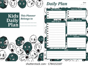 Simple Kid Daily Plan With Halloween Zombie Theme