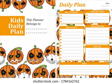 Simple Kid Daily Plan With Halloween Pumpkin Monster Theme
