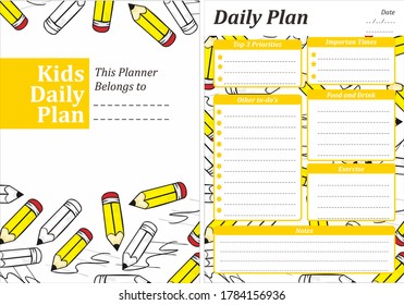 Simple Kid Daily Plan With Pencil Theme