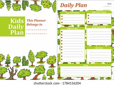 Simple Kid Daily Plan With Tree Theme