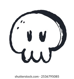 Simple Kid Doodle Icon of Skull. Scribble sketch Isolated elements of Children drawing