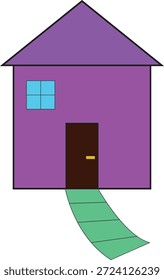Simples Crianças Casa Desenho Vetor Ilustração no fundo transparente.