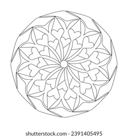 Simple kids Mandala Floral Fascination coloring book page for kdp book interior. Peaceful Petals, Ability to Relax, Harmonious Haven, Peaceful Portraits, Blossoming Beauty mandala design.